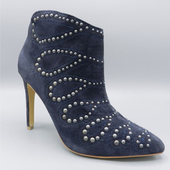 Joe's Scout‎ Studded Ankle Booties Navy Blue Suede Leather Spike Heel Stiletto - Picture 13 of 13